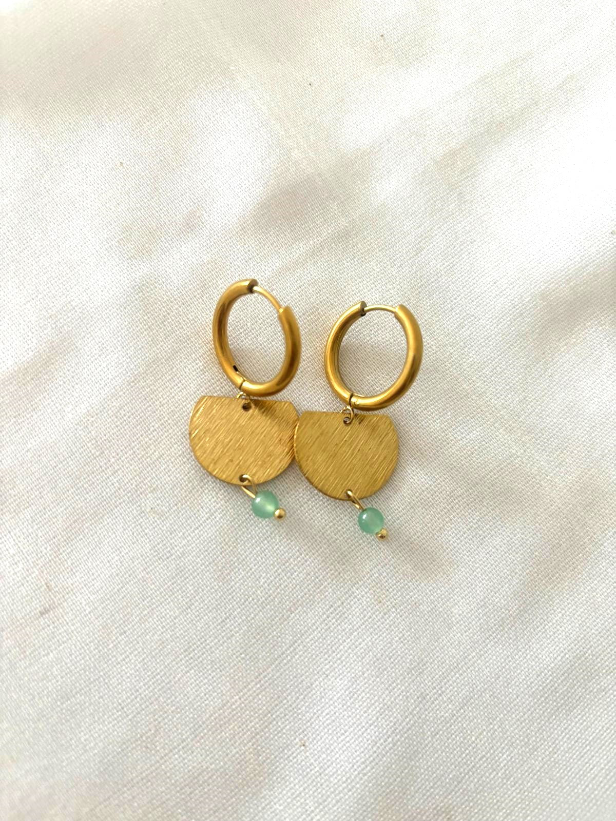 Boucles d'oreilles Créoles moyennes - Aventurine