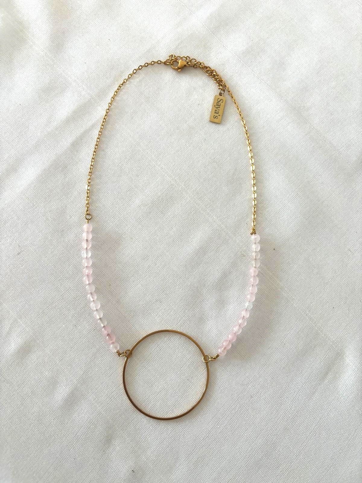 Collier "Aadhya" - Perles de Quartz rose