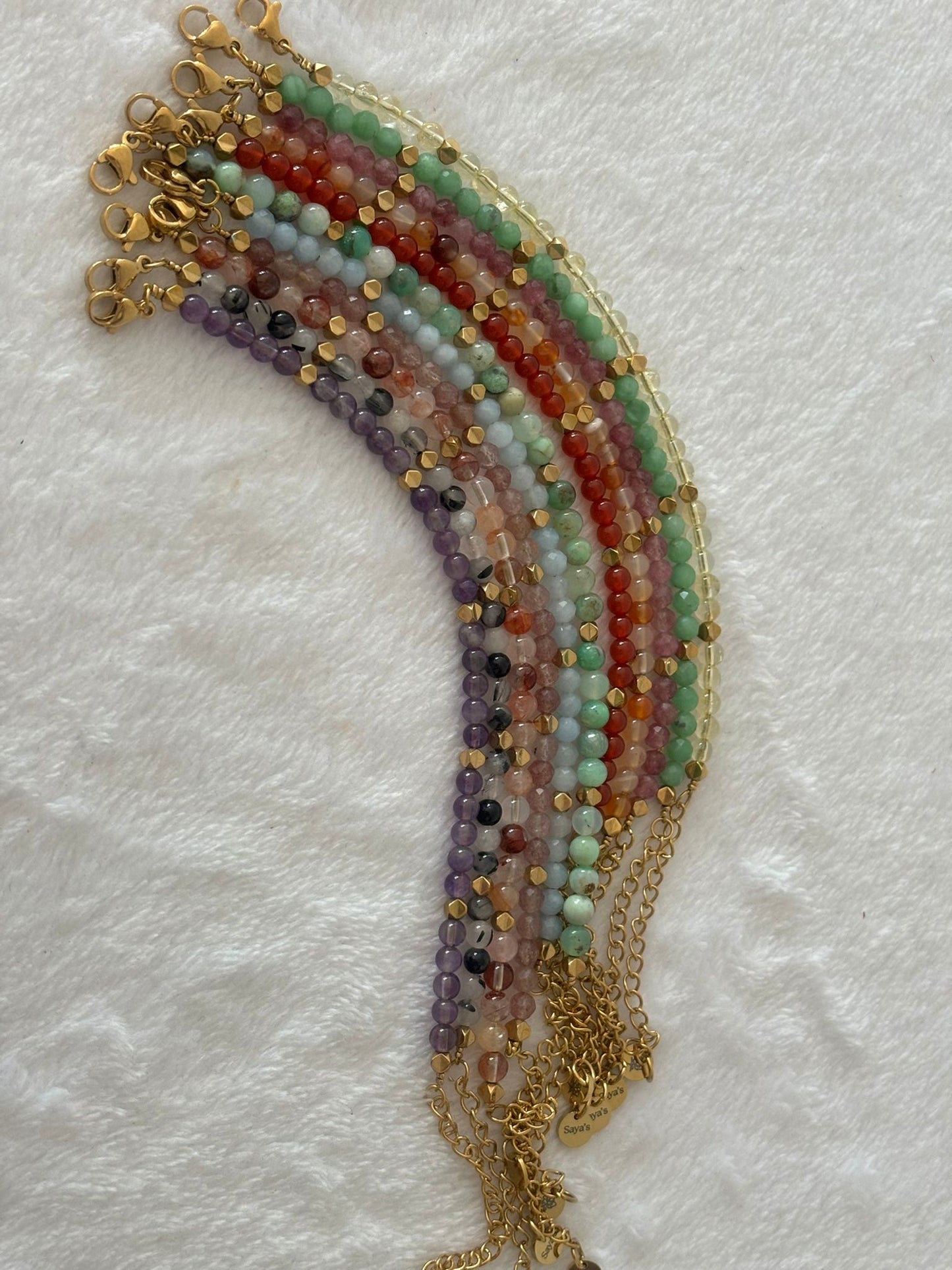 Bracelet "Saya" - Chrysoprase & hématite dorée