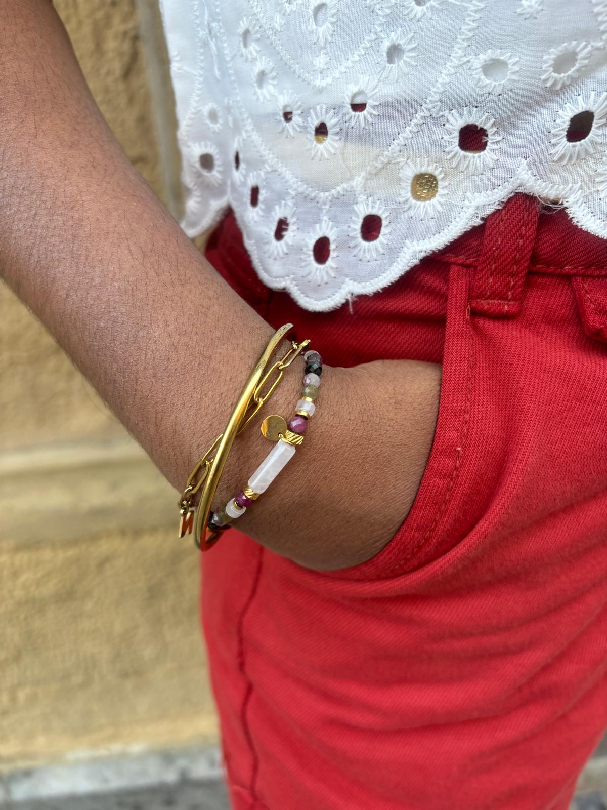 Bracelet "Riya" Perles Tourmaline multicolore