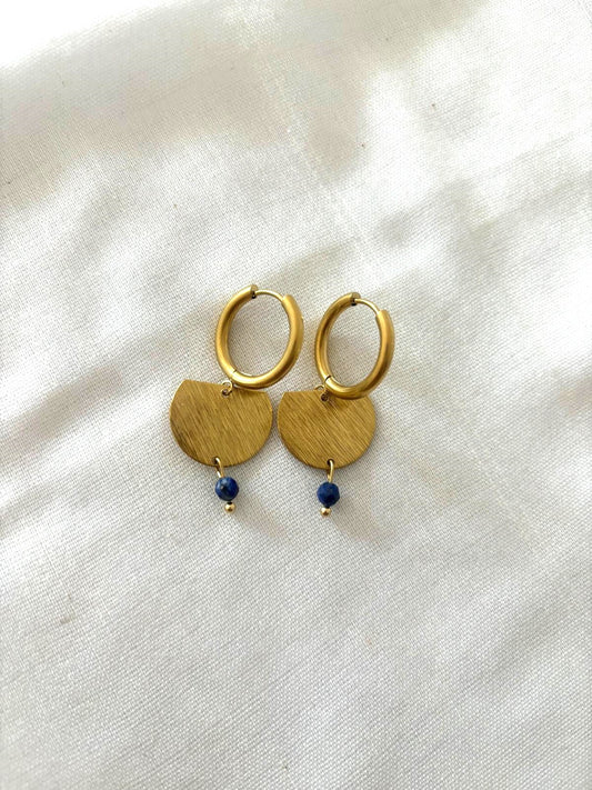 Boucles d'oreilles Créoles moyennes - Lapis lazuli