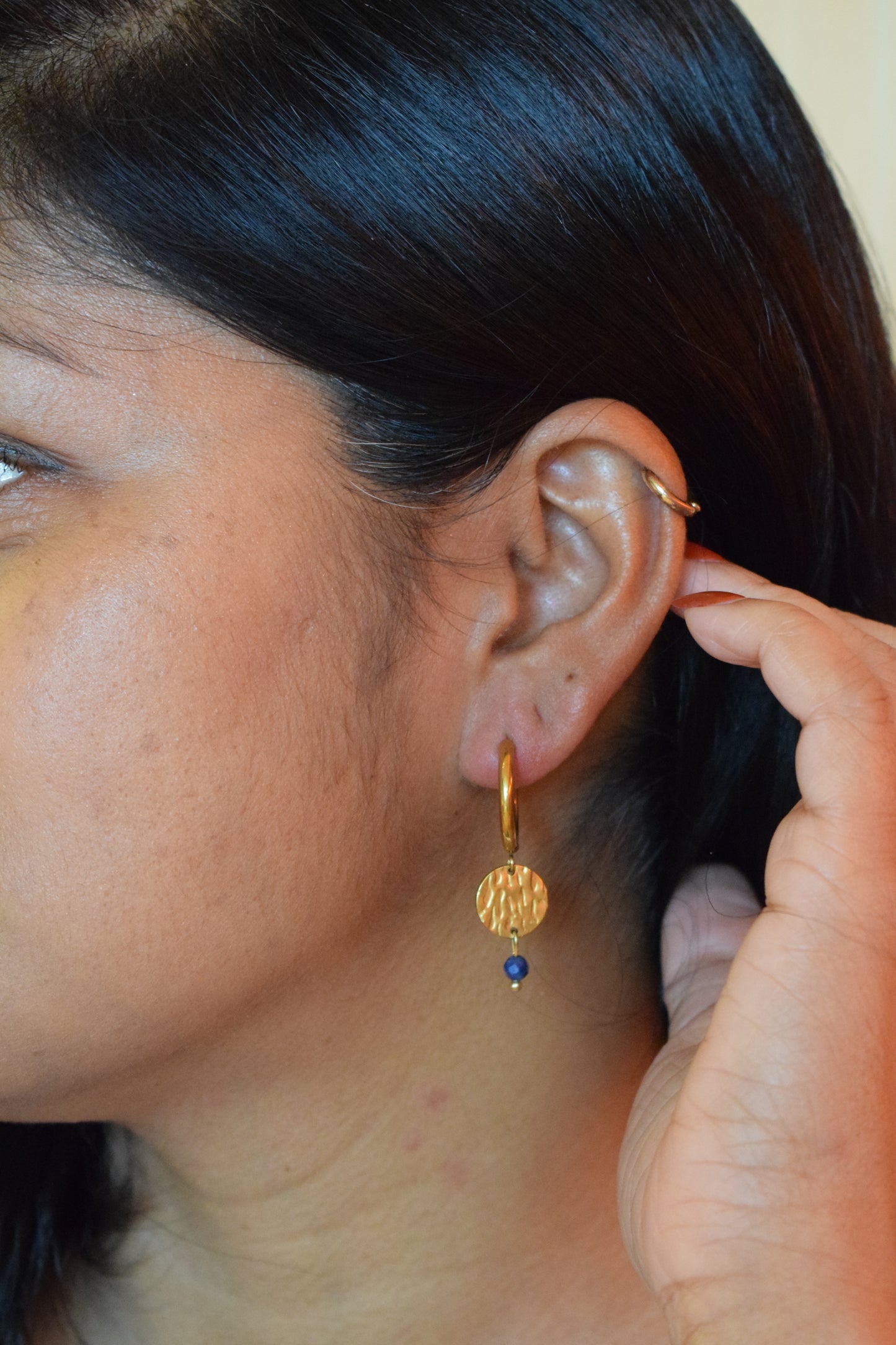 Boucles d'oreilles Créoles petites - Lapis lazuli