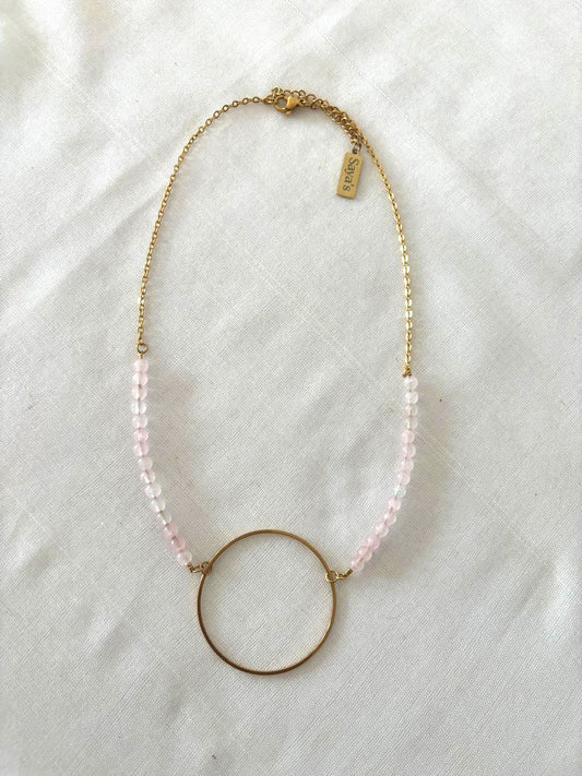 Collier "Aadhya" - Perles de Quartz rose