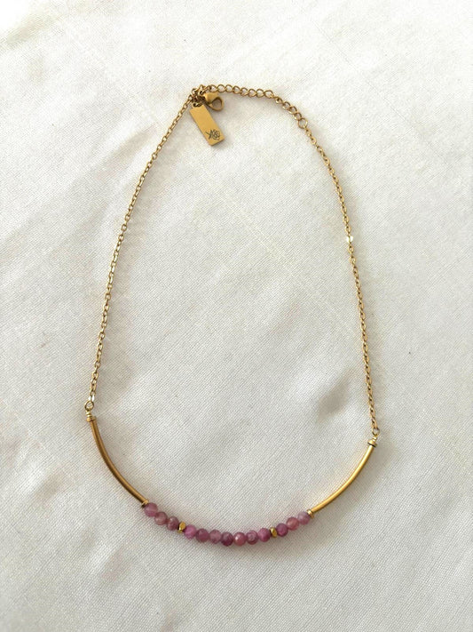 Collier "Naomie" - Tourmaline rose