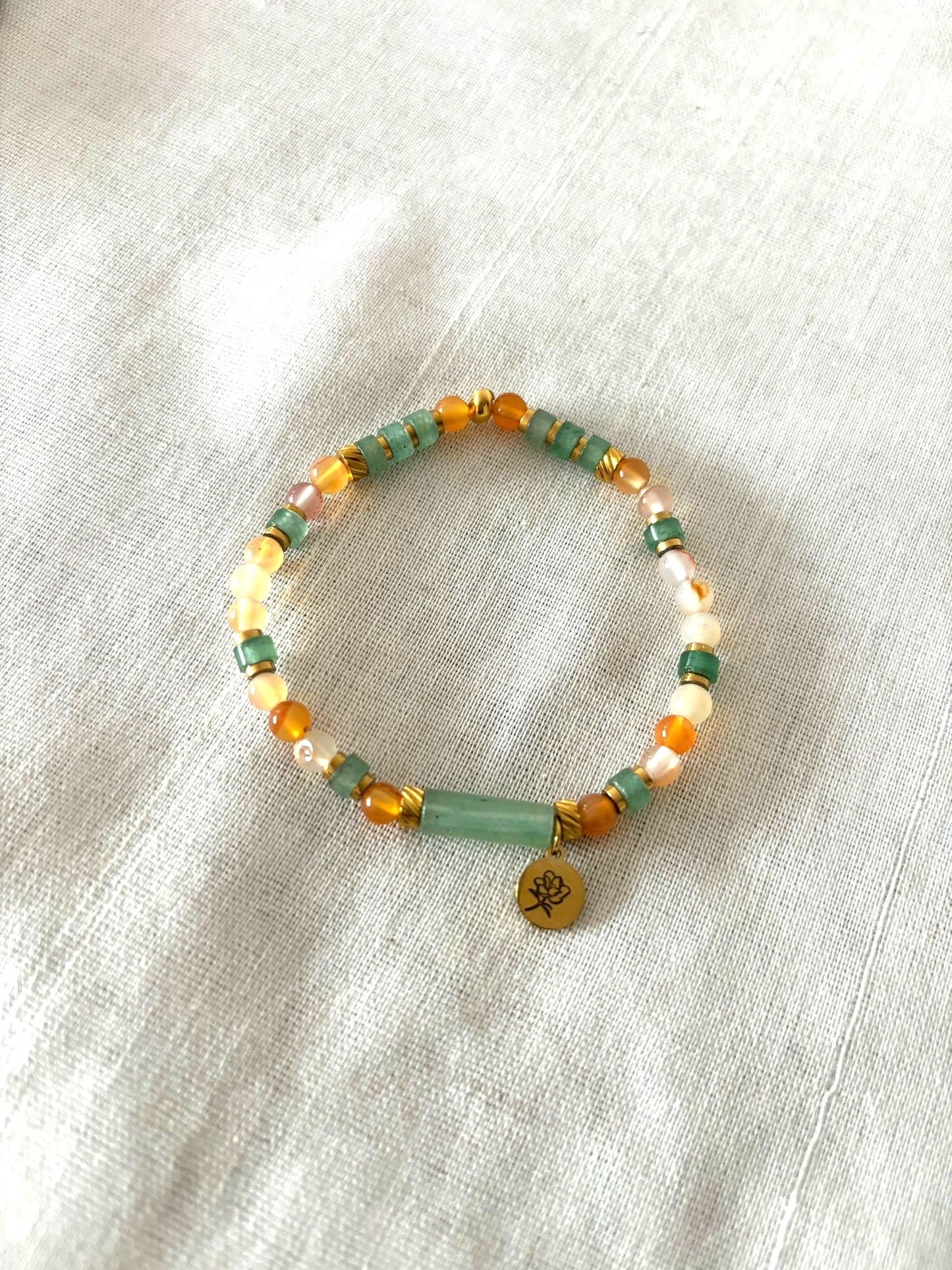 Bracelet "Riya" Perles aventurine, cornaline multicolore